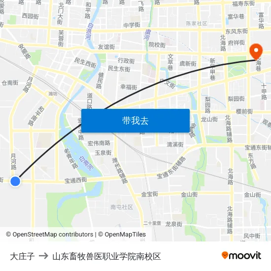 大庄子 to 山东畜牧兽医职业学院南校区 map