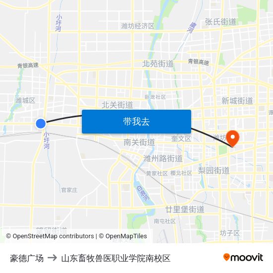 豪德广场 to 山东畜牧兽医职业学院南校区 map