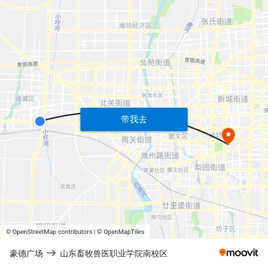 豪德广场 to 山东畜牧兽医职业学院南校区 map