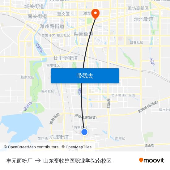 丰元面粉厂 to 山东畜牧兽医职业学院南校区 map