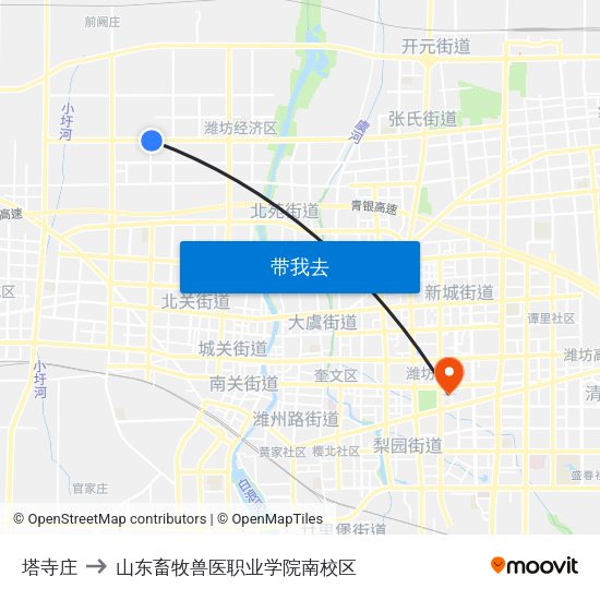 塔寺庄 to 山东畜牧兽医职业学院南校区 map
