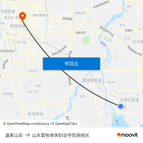 庞家山后 to 山东畜牧兽医职业学院南校区 map