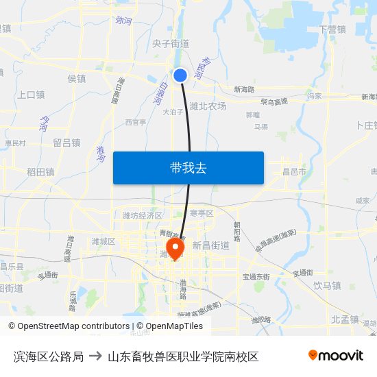 滨海区公路局 to 山东畜牧兽医职业学院南校区 map