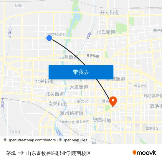 茅埠 to 山东畜牧兽医职业学院南校区 map