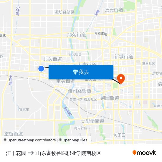 汇丰花园 to 山东畜牧兽医职业学院南校区 map