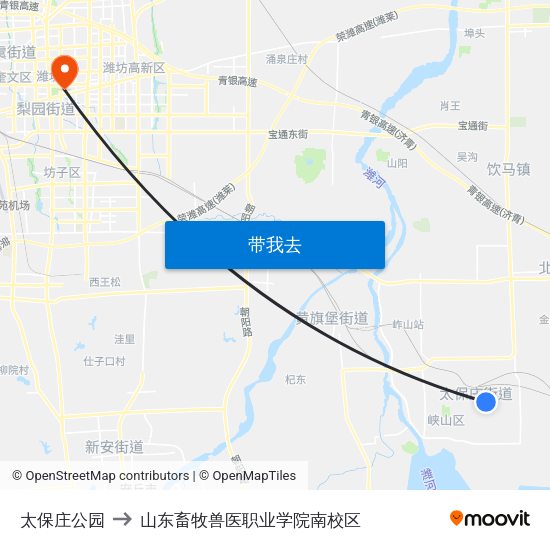 太保庄公园 to 山东畜牧兽医职业学院南校区 map
