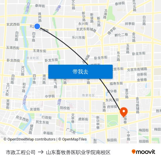 市政工程公司 to 山东畜牧兽医职业学院南校区 map