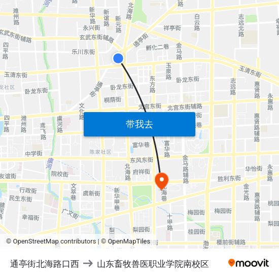 通亭街北海路口西 to 山东畜牧兽医职业学院南校区 map