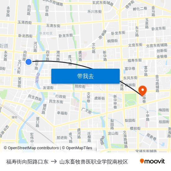 福寿街向阳路口东 to 山东畜牧兽医职业学院南校区 map