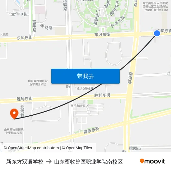 新东方双语学校 to 山东畜牧兽医职业学院南校区 map