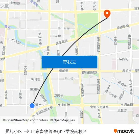景苑小区 to 山东畜牧兽医职业学院南校区 map