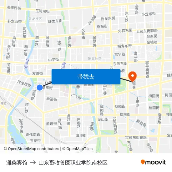 潍柴宾馆 to 山东畜牧兽医职业学院南校区 map