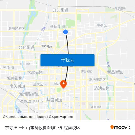 东寺庄 to 山东畜牧兽医职业学院南校区 map