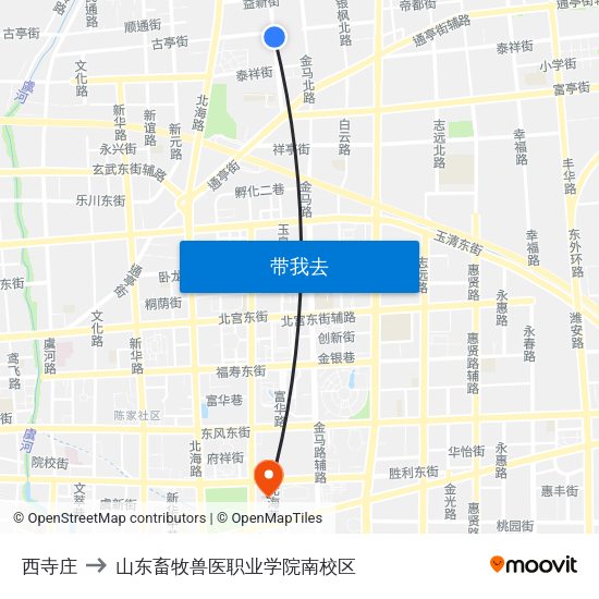 西寺庄 to 山东畜牧兽医职业学院南校区 map
