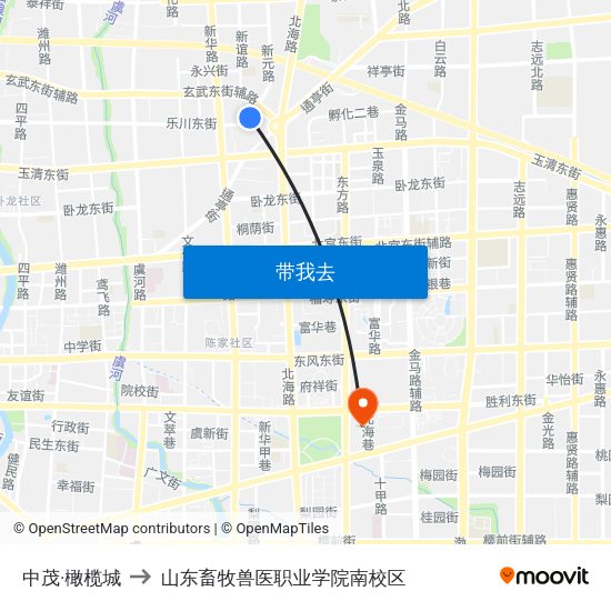 中茂·橄榄城 to 山东畜牧兽医职业学院南校区 map