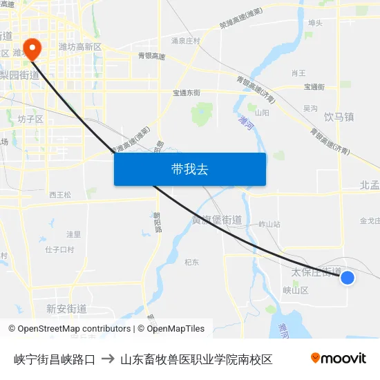 峡宁街昌峡路口 to 山东畜牧兽医职业学院南校区 map