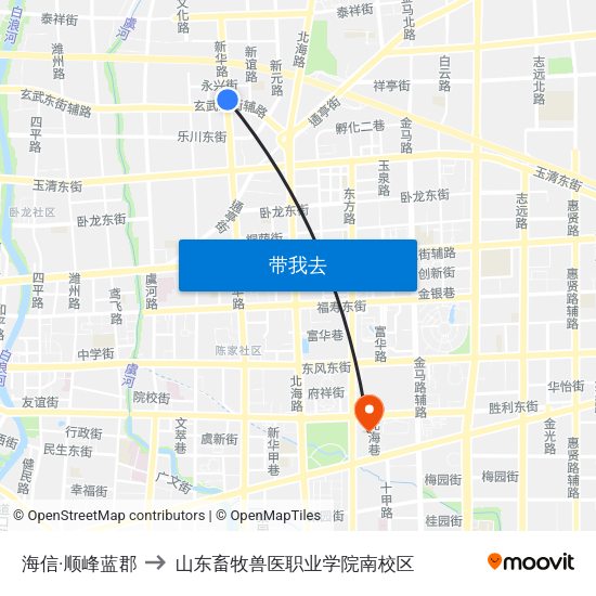 海信·顺峰蓝郡 to 山东畜牧兽医职业学院南校区 map