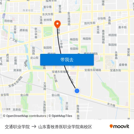 交通职业学院 to 山东畜牧兽医职业学院南校区 map