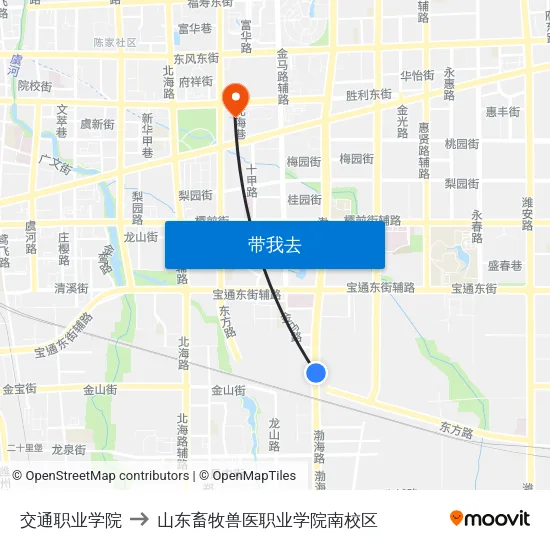 交通职业学院 to 山东畜牧兽医职业学院南校区 map