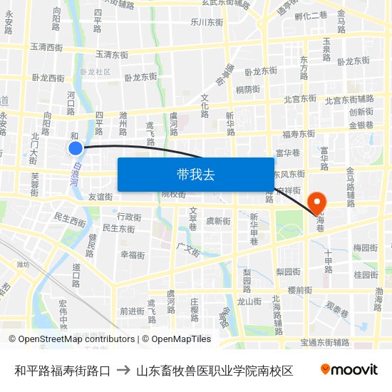 和平路福寿街路口 to 山东畜牧兽医职业学院南校区 map