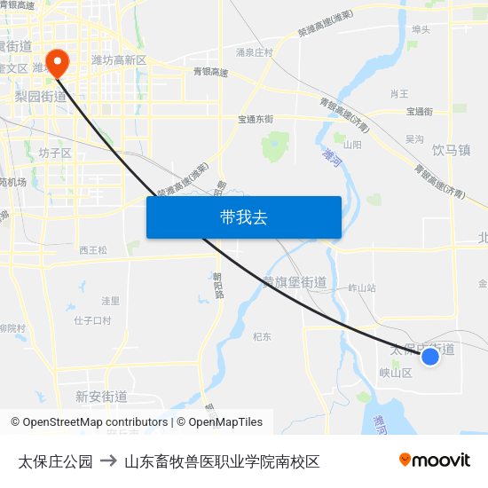 太保庄公园 to 山东畜牧兽医职业学院南校区 map