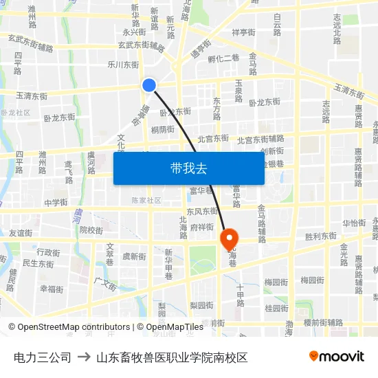 电力三公司 to 山东畜牧兽医职业学院南校区 map