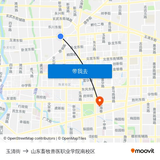 玉清街 to 山东畜牧兽医职业学院南校区 map