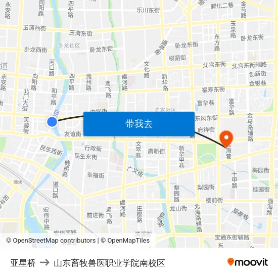 亚星桥 to 山东畜牧兽医职业学院南校区 map