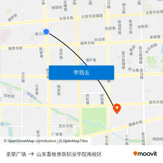 圣荣广场 to 山东畜牧兽医职业学院南校区 map