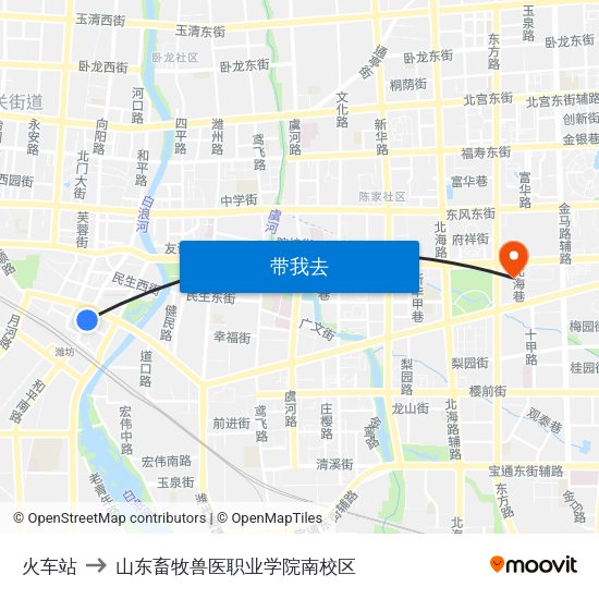 火车站 to 山东畜牧兽医职业学院南校区 map