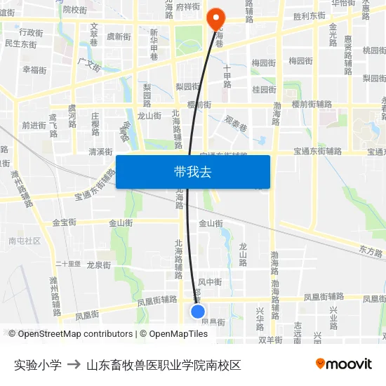 实验小学 to 山东畜牧兽医职业学院南校区 map