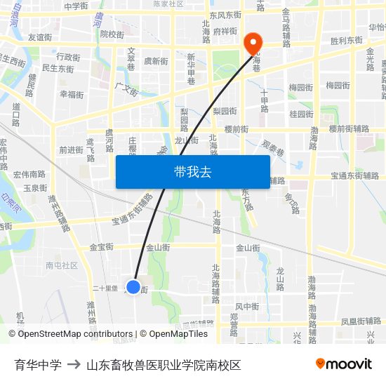 育华中学 to 山东畜牧兽医职业学院南校区 map