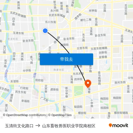 玉清街文化路口 to 山东畜牧兽医职业学院南校区 map