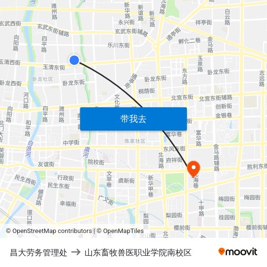 昌大劳务管理处 to 山东畜牧兽医职业学院南校区 map