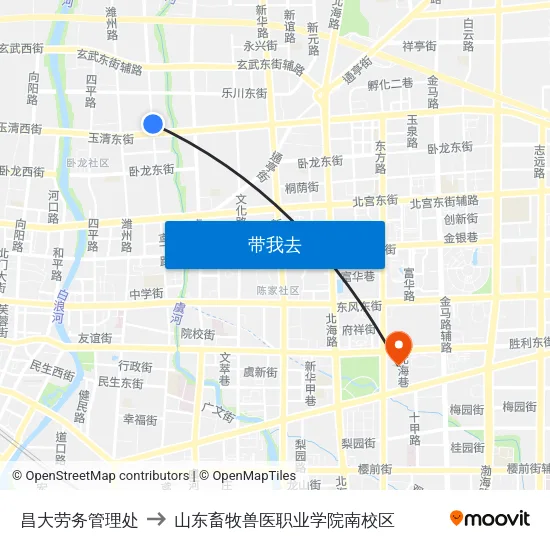 昌大劳务管理处 to 山东畜牧兽医职业学院南校区 map