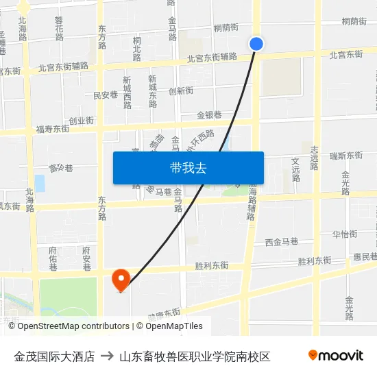 金茂国际大酒店 to 山东畜牧兽医职业学院南校区 map