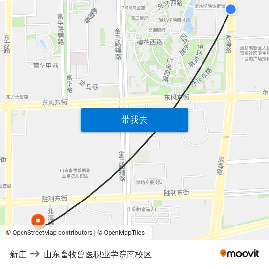 新庄 to 山东畜牧兽医职业学院南校区 map