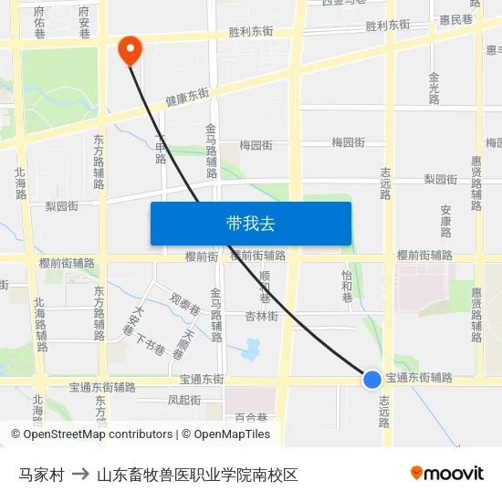 马家村 to 山东畜牧兽医职业学院南校区 map