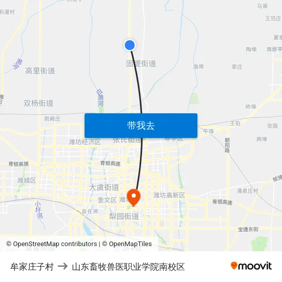 牟家庄子村 to 山东畜牧兽医职业学院南校区 map