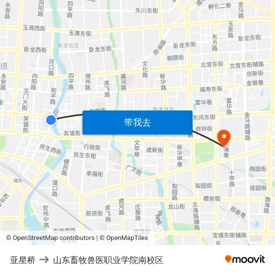 亚星桥 to 山东畜牧兽医职业学院南校区 map