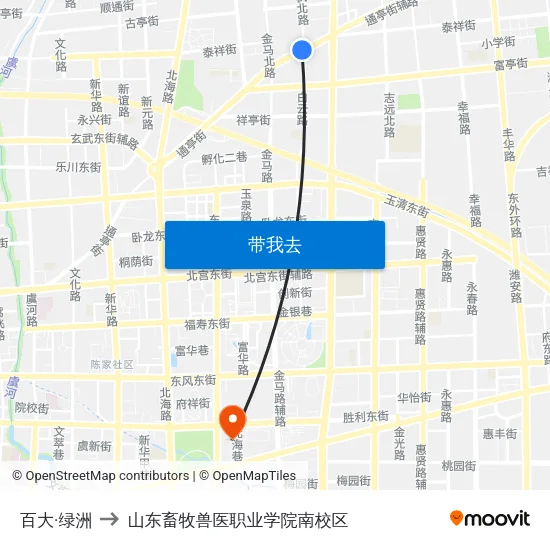 百大·绿洲 to 山东畜牧兽医职业学院南校区 map