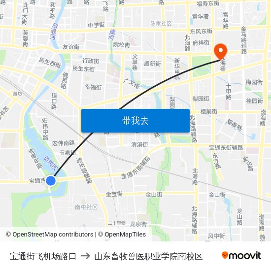 宝通街飞机场路口 to 山东畜牧兽医职业学院南校区 map