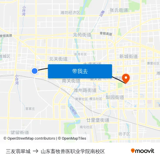 三友翡翠城 to 山东畜牧兽医职业学院南校区 map