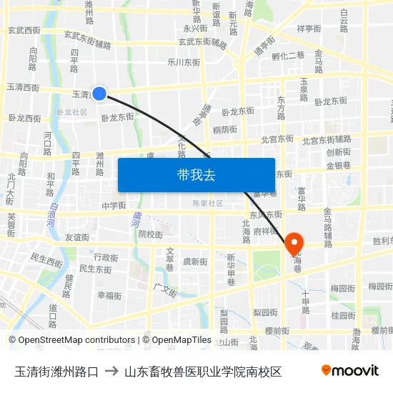 玉清街潍州路口 to 山东畜牧兽医职业学院南校区 map