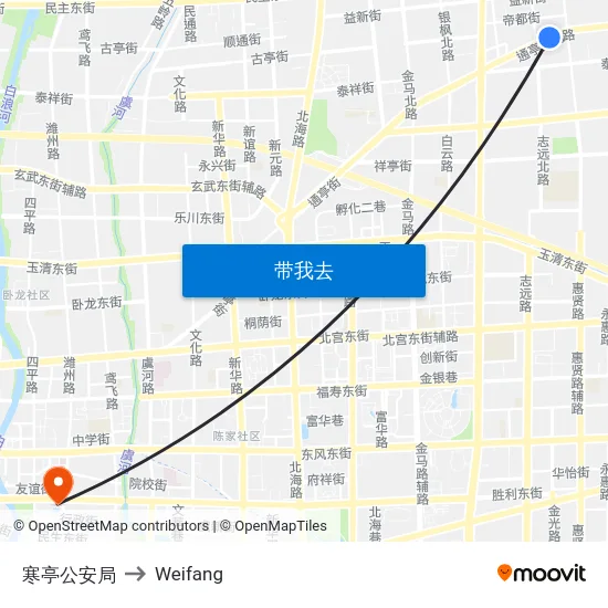寒亭公安局 to Weifang map