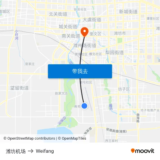潍坊机场 to Weifang map