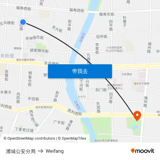 潍城公安分局 to Weifang map