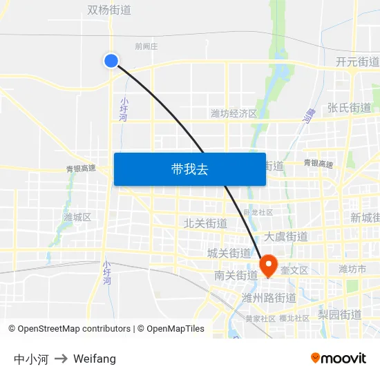 中小河 to Weifang map