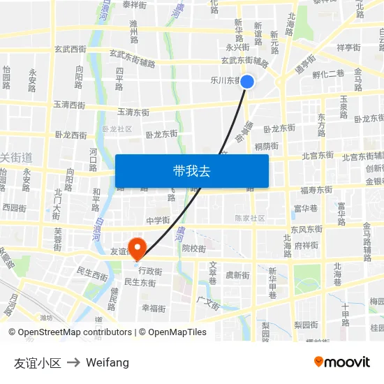 友谊小区 to Weifang map