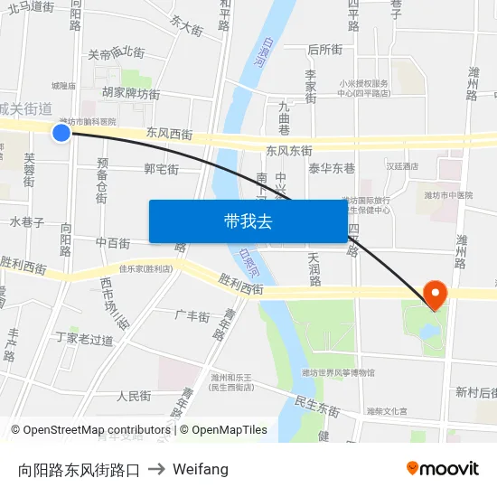 向阳路东风街路口 to Weifang map